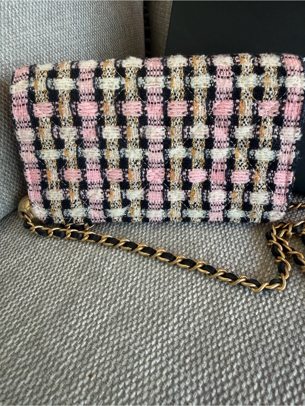 Chanel CC Tweed Pearl Crush Wallet on Chain